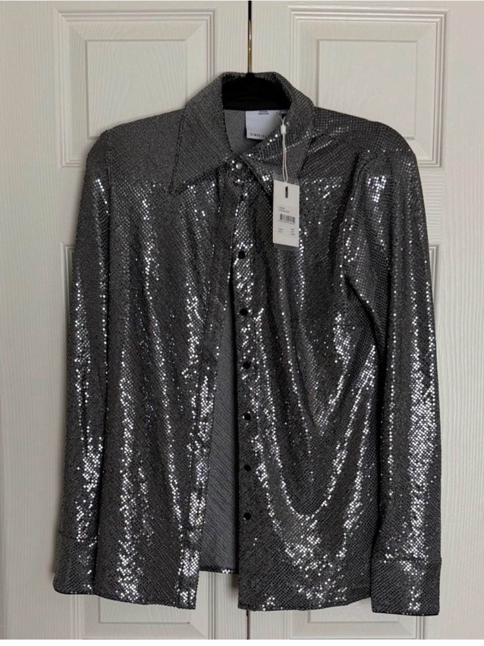 Sequin Button-Up Shirt